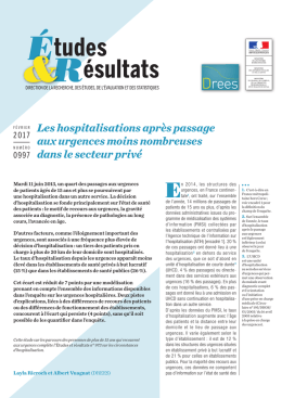 Les hospitalisations apr&egrave;s passage aux urgences moins