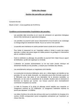 Cahier des charges d`exploitation de la parcelle