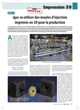 igus va utiliser des moules d`injection imprim&eacute;s en 3D