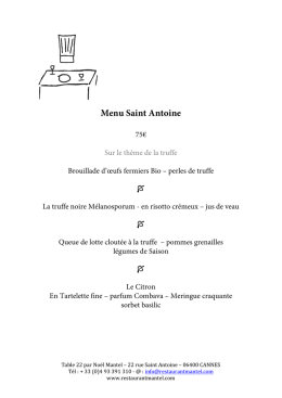 Menu Saint Antoine - RESTAURANT MANTEL