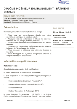 DIPL&Ocirc;ME ING&Eacute;NIEUR ENVIRONNEMENT - B&Acirc;TIMENT