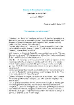 homélie 8ème dimanche ordinaire 2017 - Paroisse Saint