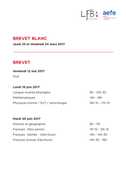 Dates Brevet blanc et Brevet