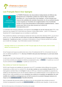 Les Fran&ccedil;ais face &agrave; leur &eacute;pargne