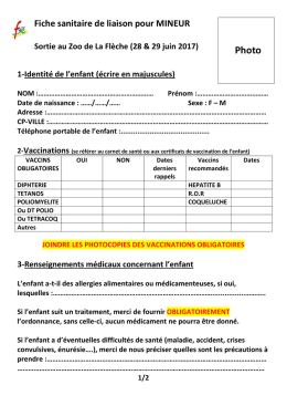 fiche santaire