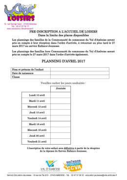 planning d`avril 2017 - Espace