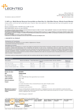 11.00% p.a. Multi Barrier Reverse Convertible sur Best Buy Co, Wal