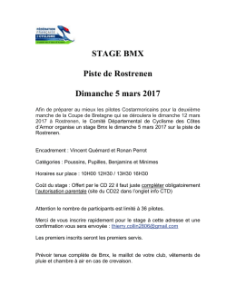 STAGE BMX Piste de Rostrenen Dimanche 5 mars 2017