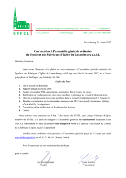 Assemblée générale ordinaire 14.03.2017