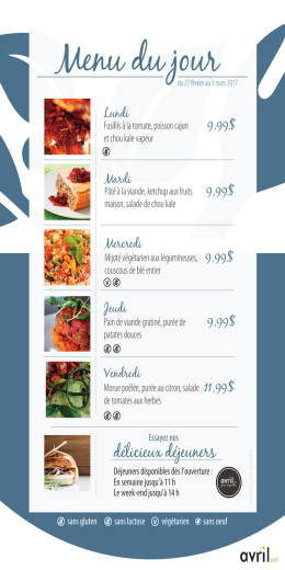 Menu de la semaine