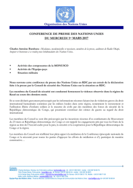 Organisation des Nations Unies CONFERENCE DE