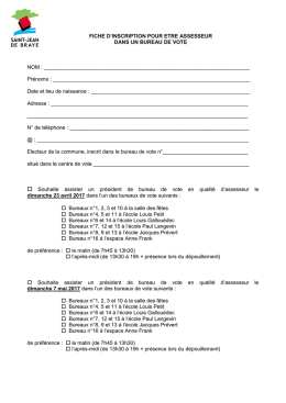 Fiche d`inscription pour être assesseur dans un bureau de vote