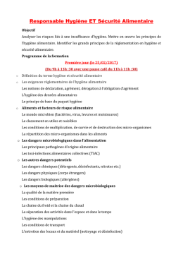 Responsable Hygiène ET Sécurité Alimentaire - ISA-CM