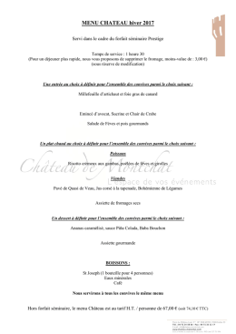 Menu Château - Château de Montchat