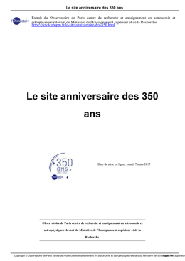 Le site anniversaire des 350 ans