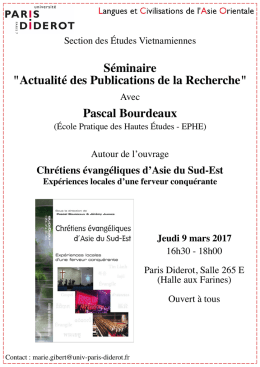 Séminaire "Actualité des Publications de la Recherche" Pascal