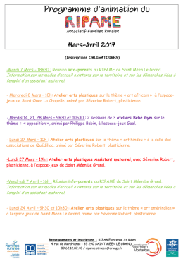 Programme de Mars et Avril 2017