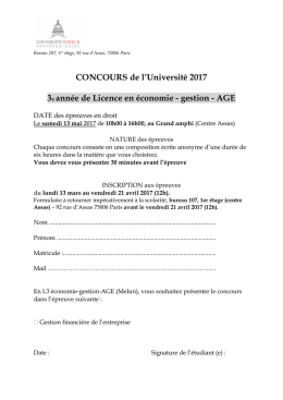 CONCOURS de l`Université 2017 3e année de Licence - u