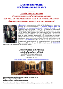 l`UNIEF en appelle l`Acad&eacute;mie fran&ccedil;aise non pas &agrave; la