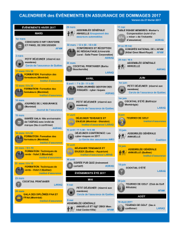 Calendrier de l`industrie - Insurance Institute of Canada