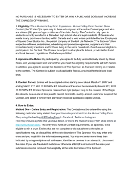 Win a Hudson`s Bay Prom Experience