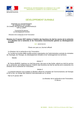 D&eacute;cision du 31 janvier 2017 - Bulletin Officiel