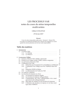 notes de cours sur les processus VAR