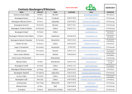 Contacts Boulangers/P&acirc;tissiers