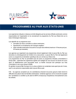 Programmes Au Pair - Commission Fulbright