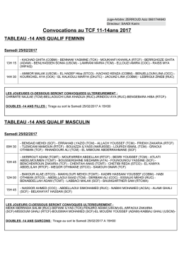 Convocations au TCF 11-14ans 2017