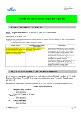 SVT - 3&egrave;me - Transfusions sanguines et greffes