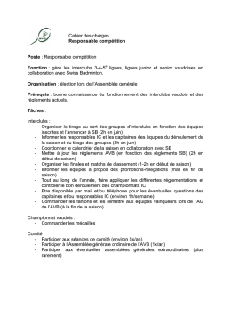 Cahier des charges - Association Vaudoise de Badminton