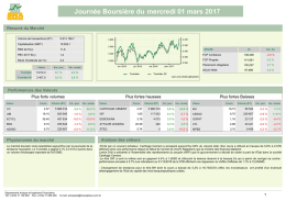 mercredi 01 mars 2017 Journée Boursière du