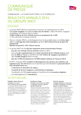 COMMUNIQU&Eacute; DE PRESSE