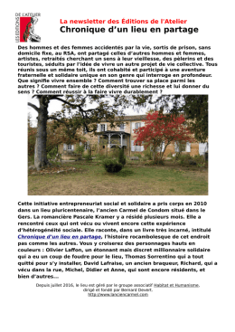 Chronique d`un lieu en partage - Collectif des pr&ecirc;tres