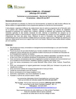 offre d`emploi - Ville de Mont