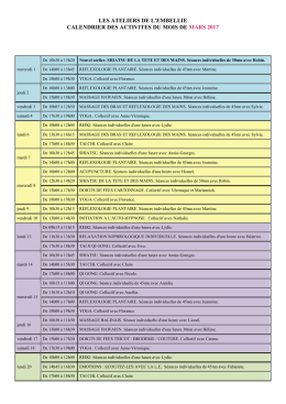 les ateliers de l`embellie calendrier des activites du mois de mars 2017