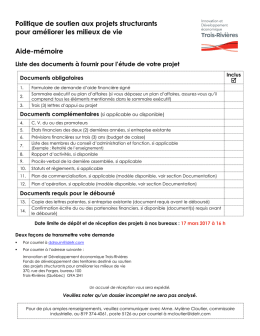 Liste des documents à fournir pour l`étude de votre projet