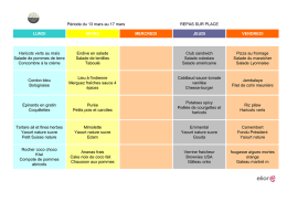 Menu du 13 au 17 mars