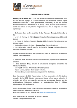COMMUNIQUE DE PRESSE Genève, le 28 février 2017 – Les cinq