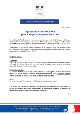 Vigilance de niveau ORANGE pour le risque de vagues