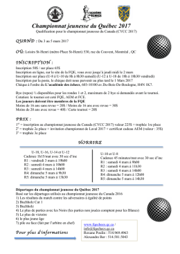 Championnat jeunesse du Qu&eacute;bec 2017 - Chess