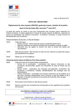 NOTE AUX REDACTIONS Déplacement de Jean