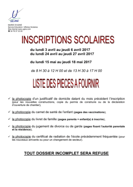 tout dossier incomplet sera refuse