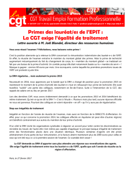 Lettre ouverte DRH primes EPIT - cgt-tefp