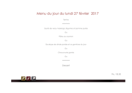 Menu du jour du lundi 27 février 2017