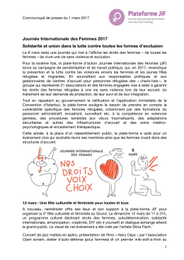 Plate-forme d`action Journ&eacute;e internationale des femmes 2017