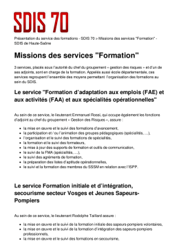 Missions des services "Formation"