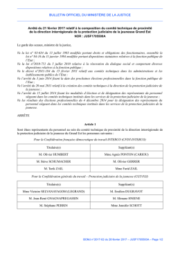 Arr&ecirc;t&eacute; du 21 f&eacute;vrier 2017 - textes justice