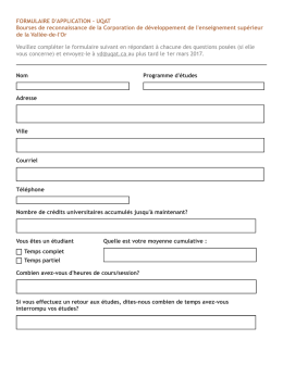 FORMULAIRE D`APPLICATION - UQAT Bourses de reconnaissance